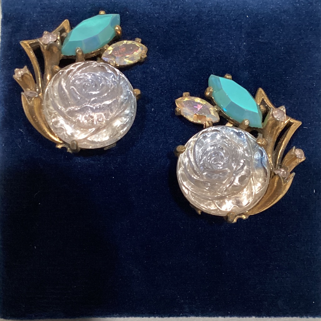 Gold And Turquoise Floral Earrings
